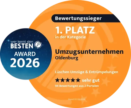 Auszeichnung von wer kennt den BESTEN, Kategorie Umzugsunternehmen Oldenburg