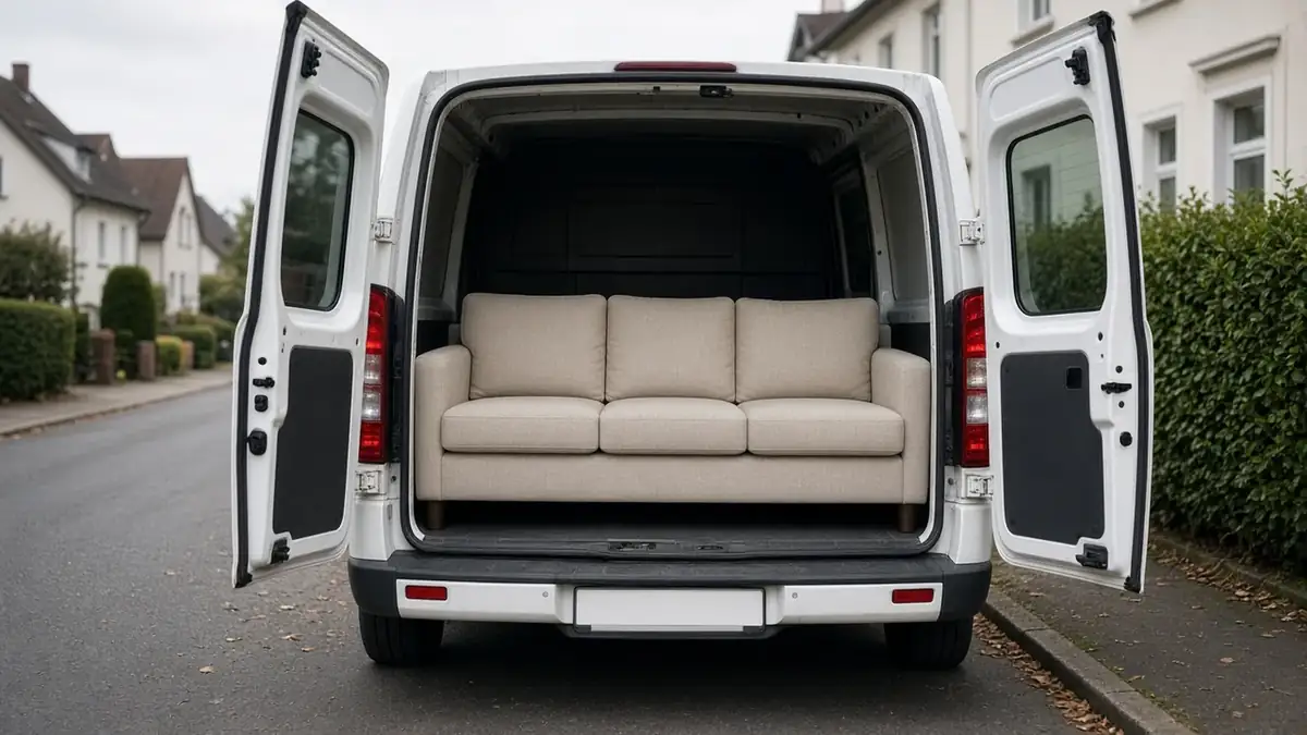Sofa im Transporter beim Möbeltransport